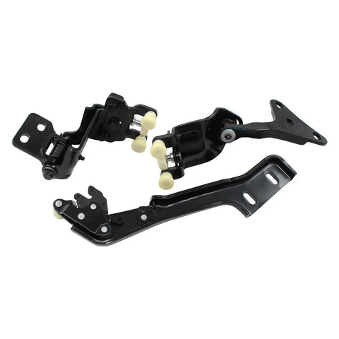 3 Piece Right Side Upper Middle And Lower Sliding Door Hinge Roller Set For Ford Transit 150 250 350 2015-2020; three black hinge rollers.