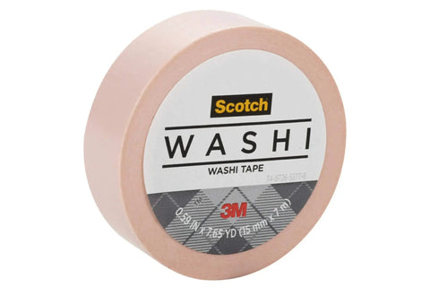 3M Washi tape roll in subtle pink shade for crafts and organizing, featuring a Scotch brand label on top