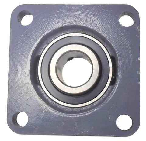 Front view of 1-7/16 Inch Four Bolt Flange Bearing With Wide Inner Ring And Two Set Screws Cast Iron Housing With Grease Zerk