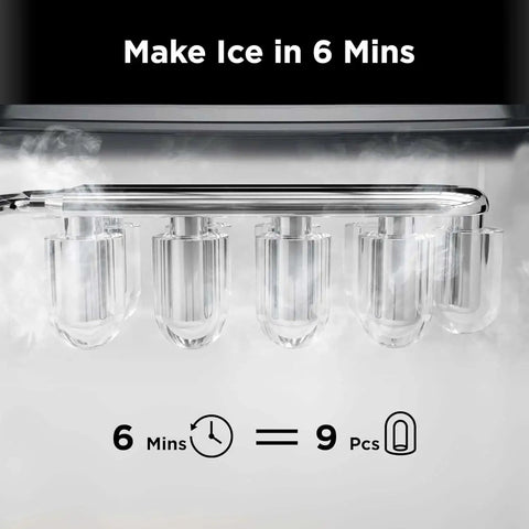 Countertop Ice Maker 9 Bullet Ice Cubes In 6 Minutes Self Cleaning With Scoop showing ice-making process
