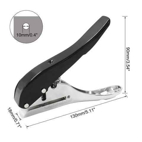 Heavy Duty Three Eighths Inch Hole Punch For IDs And PVC Cards Portable Single Hole Puncher with stopper and chrome plated construction