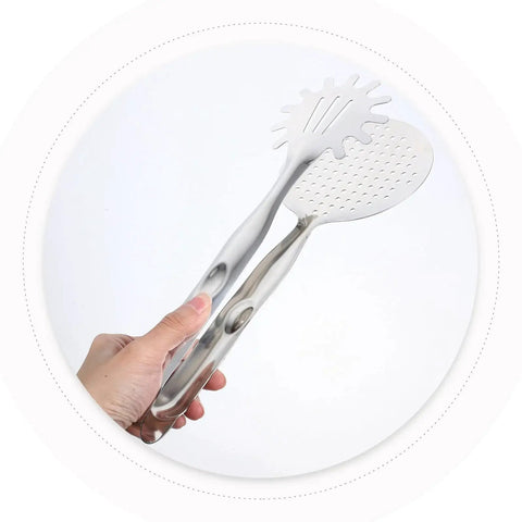 Stainless Steel Oil Filter Food Clip And Frying Tongs For Steak Draining Deep Fry Strainer And Grilling Tool in hand