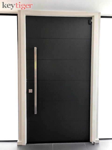 32 Inch Two Sided Stainless Steel Modern Entry Door Handles Matte Black Painted Finish External Internal Pull Push Bar