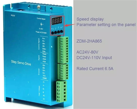 Front view of the closed loop stepper servo motor and digital display drive set with 12.5 Nm torque, highlighting the control panel.