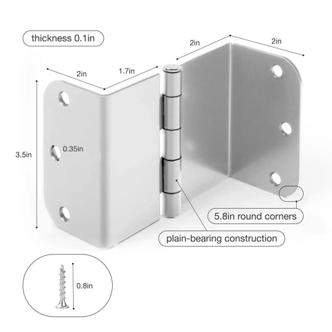 Diagram of 3 Pack Offset Door Hinges Brushed Nickel 3.5 Inch 5/8 Inch Radius Swing Clear For Exterior And Interior Doors