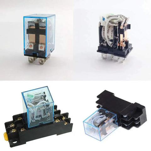 Five Pack DC 12V Coil Power Relay DPDT Eight Pin 10A With Socket Base LY2NJ HH62P JQX-13F for tech projects and workshops