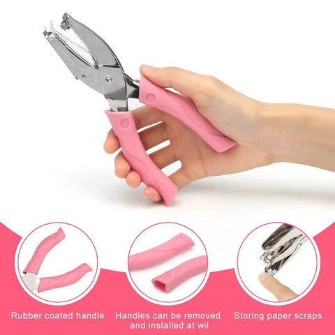 Two Piece Heart and Star Handheld Hole Punch Set Stainless Steel Single Hole Punchers with soft grip handles for crafts