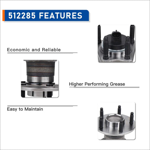 Rear Wheel Hub And Bearing Assembly 512285 features, economic, reliable, easy to maintain; compatible with multiple GM vehicles.