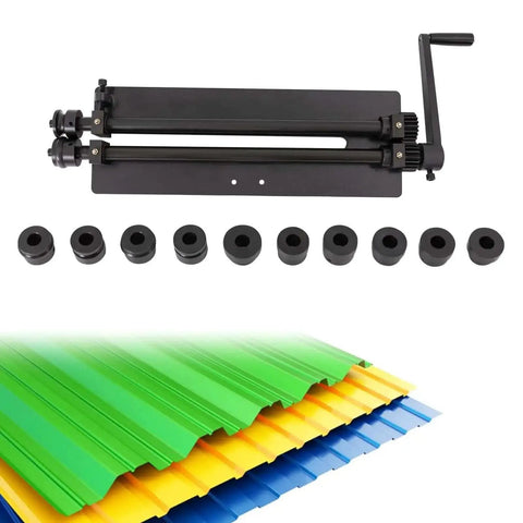 Heavy Duty Sheet Metal Bead Roller For Fabrication 18 Inch Rotary Beading Tool with six dies and sheet metal samples