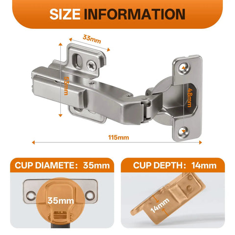 2 Pack 45 Degree Corner Cabinet Hinges For Frameless Diagonal Wall Cabinets No Fuss Easy Install 35mm European Soft Close