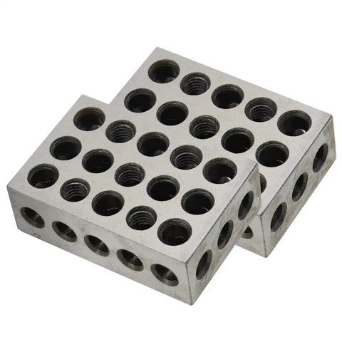 Matched Pair 1 2 3 Inch Machinist Setup Blocks With 23 Holes Precision Ground For Accurate Squaring And Layout Jecoupoon 0.0002 Inch Increments HRC 57 To 62