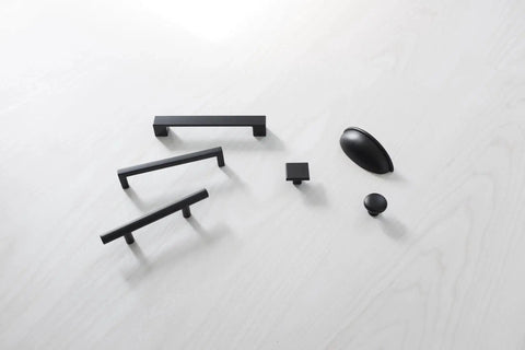 10 Pack Matte Black Cabinet Handles And Drawer Pulls For Doors And Dresser Drawers, Modern Bar Pulls On White Surface
