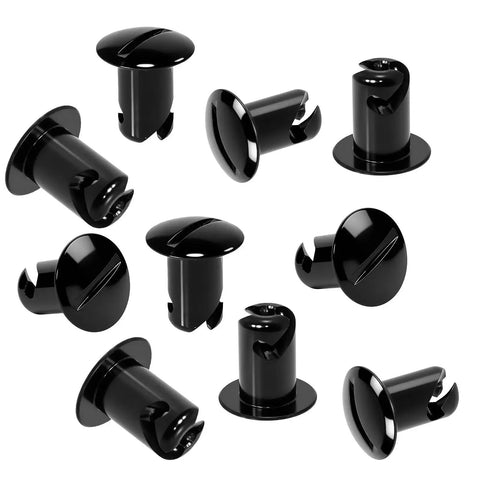 Aluminum Button Quarter Turn Dzus Fasteners Set Black 10 Pack With Seven Sixteenths Inch Stem And Oval Head.500 Grip Heavy Duty Sheet Metal And Door Panel Fastening Kit