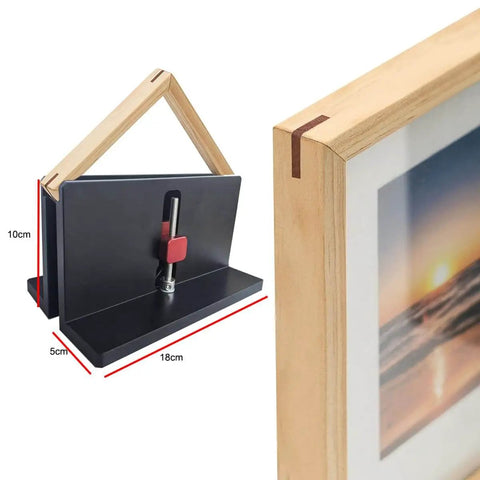Two Pack Pro Grade Right Angle Box Joint Jig for Table Saw and Router, DIY friendly dovetail cut, CNC aluminum build shown in use with picture frame