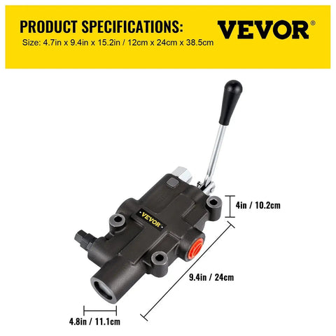 Heavy Duty Hydraulic Directional Control Valve With One Spool For Tractors And Loaders 21 GPM At 3625 PSI Vevor with lever