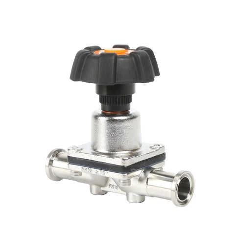 QiiMii SS316L tri-clamp mini diaphragm valve, 3/4-inch ports, EPDM+PTFE membrane, stainless body