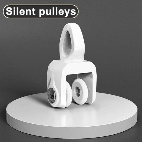 Heavy Duty Double Curtain Track System With Silent Roller Curved Ceiling Rail for Living Room and Bedroom close-up of silent roller