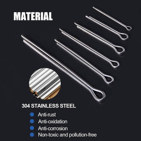 All In One 340 Piece Six Sizes 304 Stainless Steel Cotter Pin Clip Assortment Kit For Automotive Mechanics Car Garage