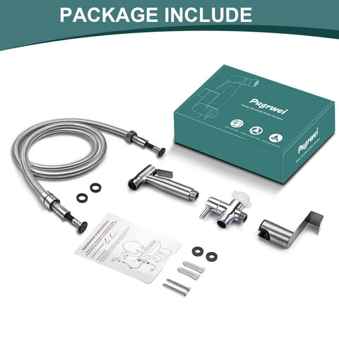 Amazon handheld bidet sprayer kit in stainless steel with anti-leak hose, valve, mounting hardware