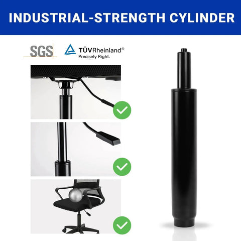 Gas Lift Chair Cylinder Replacement 6.3 Inch Travel Heavy Duty 1000 Lb Class 4 with installation examples