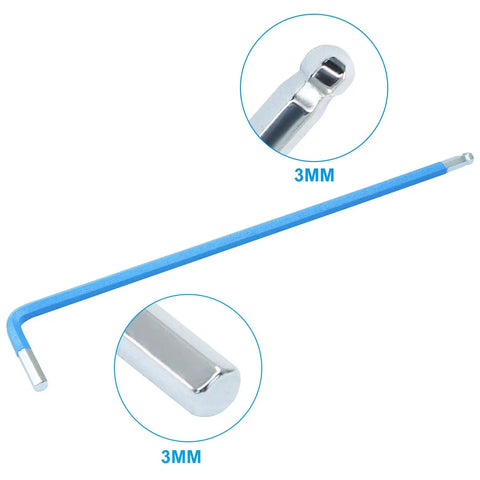 4 Pack 3mm Ball End Hex Keys Set, L Shaped Long Arm Allen Wrenches for Tight Spaces, Ball Point Hex Tools by BokWin in Blue