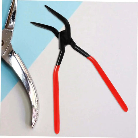 Seam Metal Bender Tool Hand Seamer Pliers with red grips for sheet metal bending and flattening, pro grade heavy duty pliers