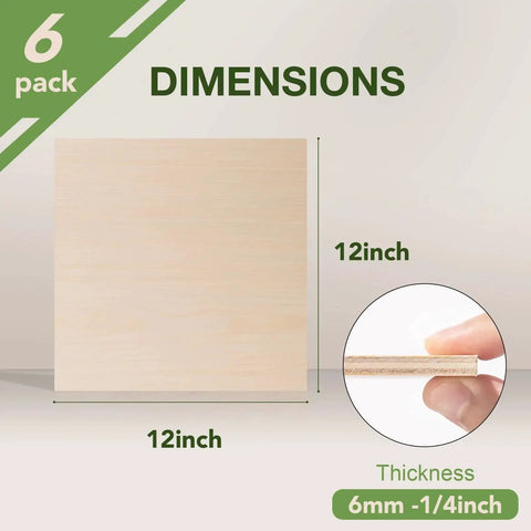 Six Pack Maple Plywood Sheets For Laser Cutting Modeling And DIY Crafts 12 By 12 By One Quarter Inch 6 Mm Thick Flat Unfinished