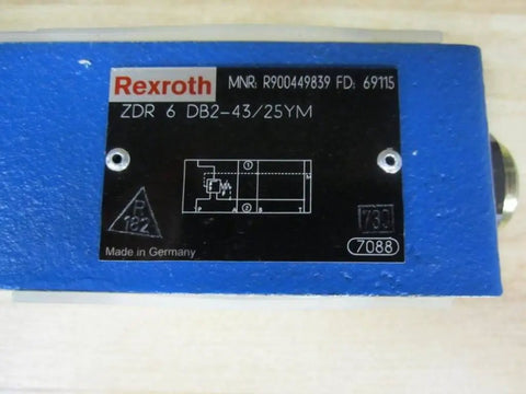 ZDR 6 DB2-43/25YM sandwich plate pressure-reducing valve with blue label and technical specifications