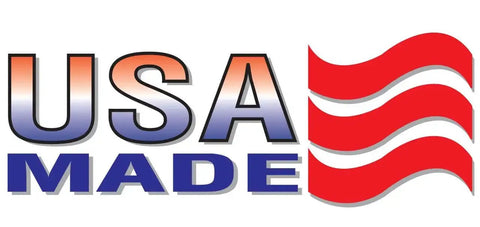 Logo featuring the text 'USA Made' with stylized red waves.