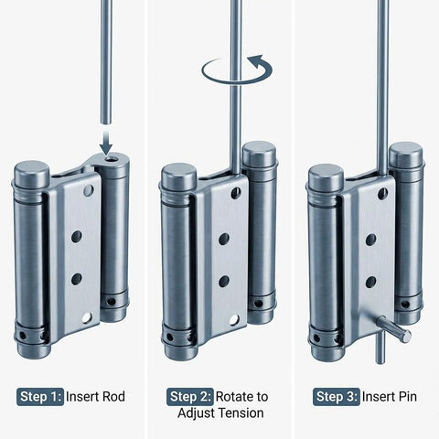 QWORK 3-inch stainless steel heavy-duty cafe door hinges, 4-pack, double-action self-closing