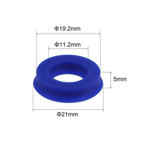 Blue PU Radial Shaft Seal 11.2mm ID x 19.2mm OD x 5mm Width, Y-Shape for piston rods, shown with dimensions