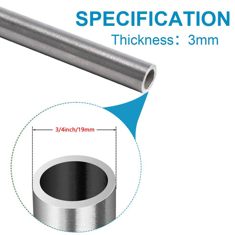 3/4 in OD stainless steel tube, 3 mm wall, seamless round tubing, 304 stainless steel, 1 piece