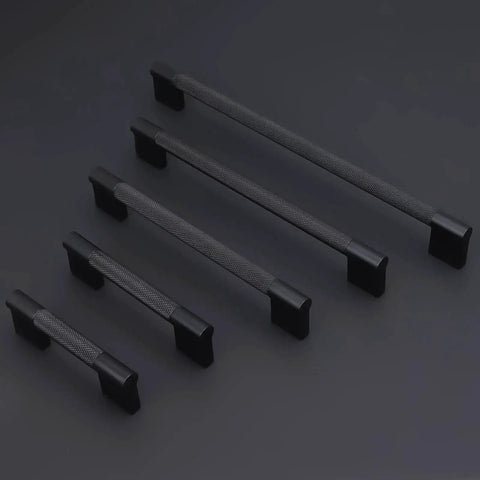 10 Pack 5 Inch Matte Black Cabinet Handles For Cabinets And Drawers Durable Metal Pulls displayed on a dark surface