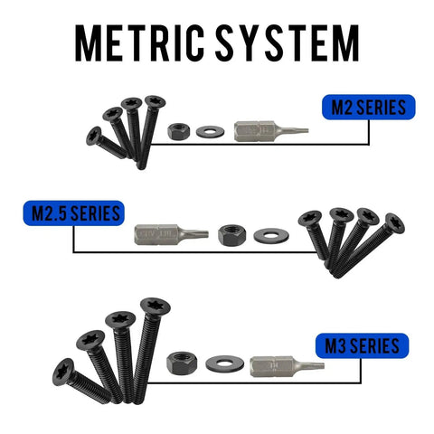 Beefy Torx Countersunk Screws Set with M2 M2.5 M3 Bolts Nuts and Washers Flat Head Star Drive Machine Screws Grade 10.9