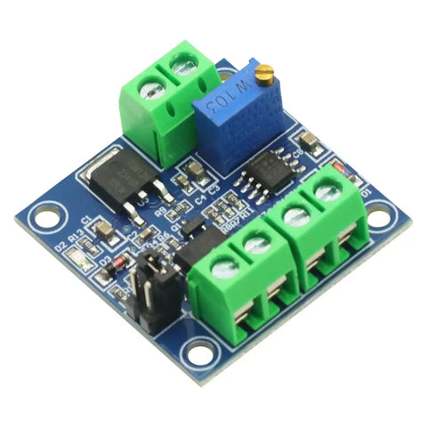 Two Pack PWM To 0 To 10V Voltage Converter Module For PLC And MCU Systems with green and blue terminal blocks, dual channel board
