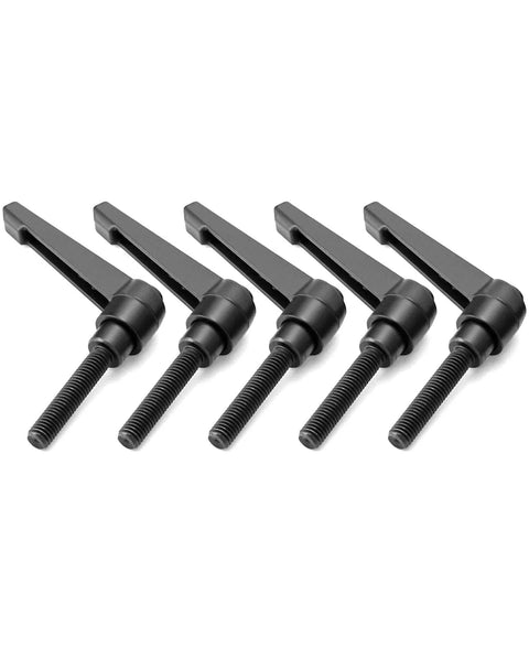 Five M8 x 40mm Adjustable Clamping Lever Handles, Zinc Alloy Levers with Steel Studs for Lathes and Machinery