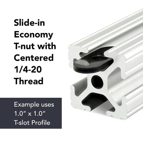 Centered Slide-In T-Nuts 10-32 For 10 Series Aluminum Extrusions, 1010 Steel With Black Zinc Finish in aluminum profile