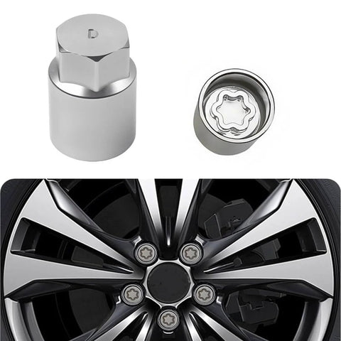 Locking Nut Remover Tool For Toyota And Lexus Wheel Locks shown with wheel lock nut socket adapter and car wheel close-up