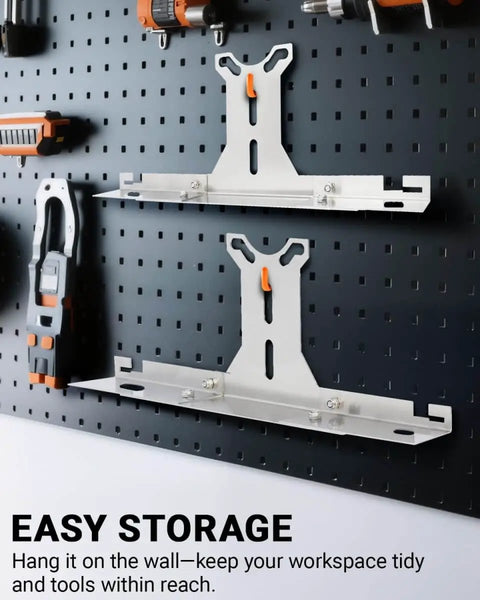 Wall-mounted stainless steel brackets for garage ready heavy duty wheel alignment tool kit with tape measures for cars trucks and SUVs