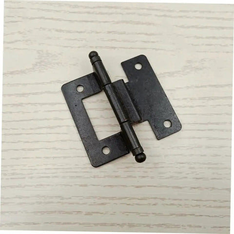 Single black iron hinge from 10 Pack Cabinet Door Hinges Durable Replacement Hinges For Home Use With High Load Bearing Capacity Smooth Surface.