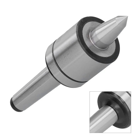 Pro Grade 1 Slot Live Center For Lathes With 60 Degree Morse Taper 0.01mm Precision Steel Build, front view showing MK2 taper and steel body.