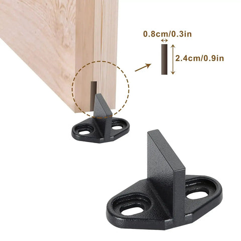 Four Pack Black T Shape Barn Door Floor Guides for Sliding Doors Bottom Track Hardware prevent door swing and ensure smooth running