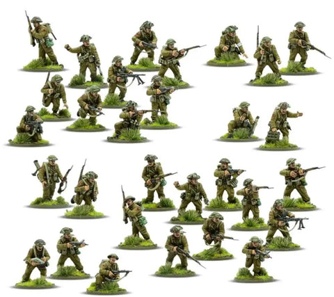 British And Canadian Army Infantry 28mm Plastic Miniatures For Bolt Action War Game 1943 To 1945 with Steel Helmets on Figures