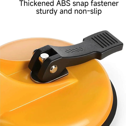 Go-To Adjustable Height Setter With Heavy Duty Vacuum Suction Cups in yellow with thickened ABS snap fastener close-up