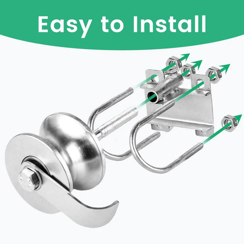 Image showing an easy-to-install Heavy Duty Sliding Gate Rollers Two Pack With Galvanized Steel Track Wheels For 1-7/8 Inch Chain Link Fence Gates On 1-5/8 Inch Pipe Track Ideal For Commercial Industrial And Residential Use.