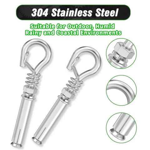 M8 By 112 Mm Concrete Anchors With Spring Hook 304 Stainless Steel Expansion Screws For Brick Heavy Duty Shoulder Eye Bolts