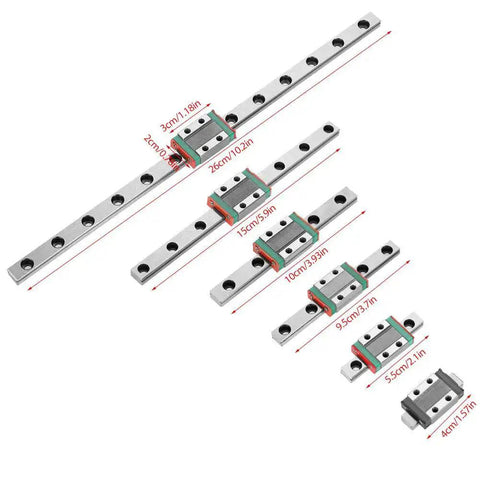 Beefy 9mm Linear Rail Kit With Mini Bearing Steel Slide Rail And Block 100mm Length 4 Point Load Bearing Design Ball Retainer