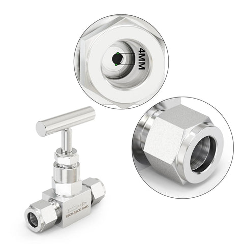 TAISHER 304 stainless steel high-pressure straight needle valve, 3/8 in tube OD x 3/8 in, for water gas oil