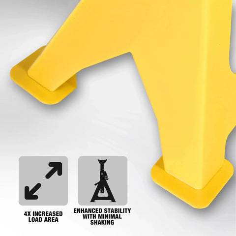 Base of 3 Ton Heavy Duty Car Jack Stands With Double Locking And Large Foot Base For SUVs, showcasing stability features.