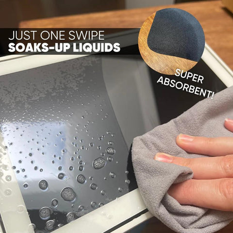 Person cleaning tablet screen with Lens Cleaning Cloth 8x8 Microfiber Suede 10 Pack Scratch-Free Lenses And Screens.